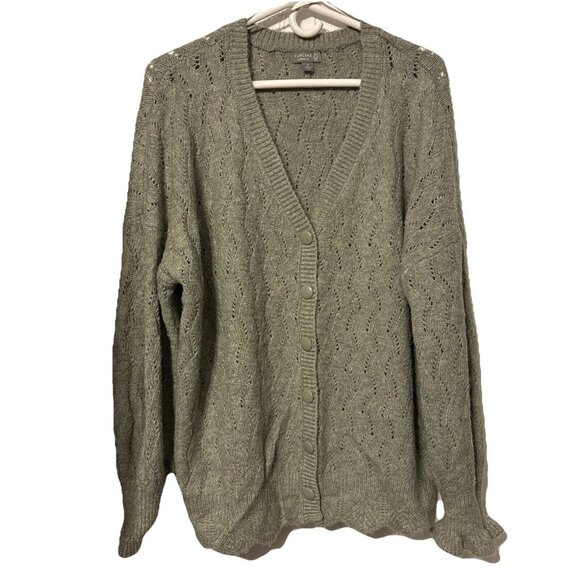 Cupcake Clothing LTD Cable Open Knit Cardigan Sweater Green Women's Size XL - Picture 1 of 6